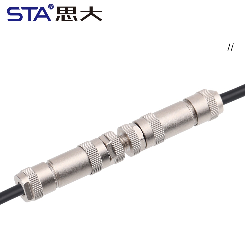 Прямой металлический разъем M8 (папа/мама) с винтовыми клеммами, 3/4 контакта