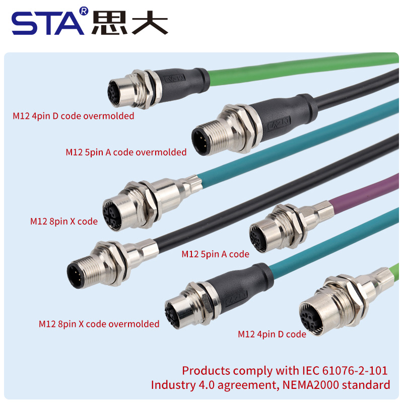 Разъём M12 для жгута проводов IP67,экранируемые Высокая скорость передачи данных