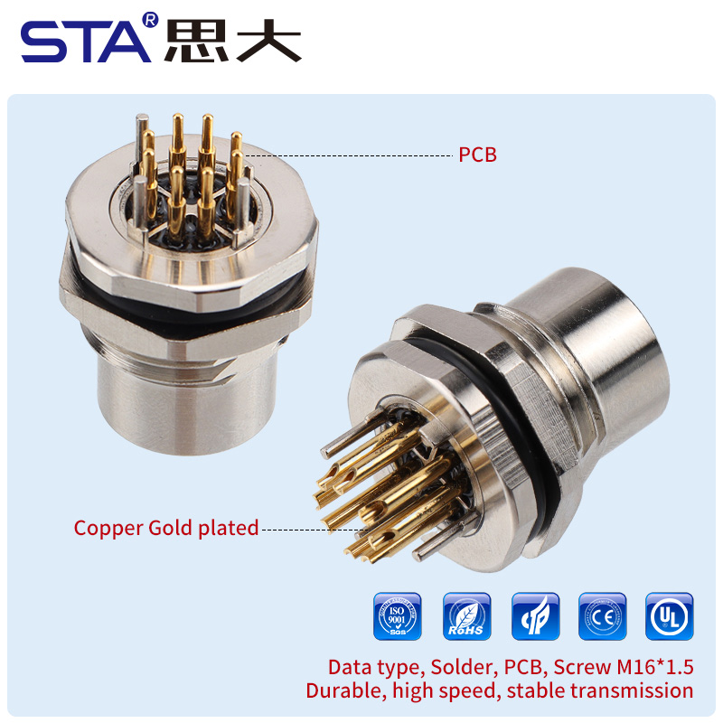 M12 X-код 8 контактов IP67 Металлическая Панельная Розетка