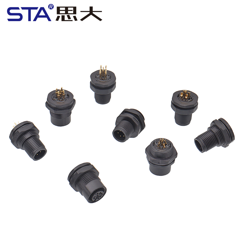 M12 Пайочные Пластиковые Разъёмы Передней/Задней Установки для Датчиков и Автоматики