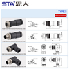M12 Power Type L-Coded Straight / Angled Male Female Plastic Assembled Plug Connector 63V/16A
