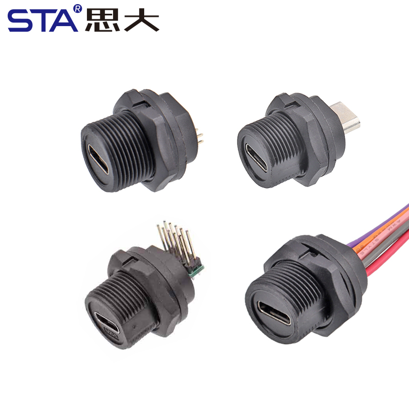 Водонепроницаемая розетка Type-C с резьбой, класс защиты IP67/IP68