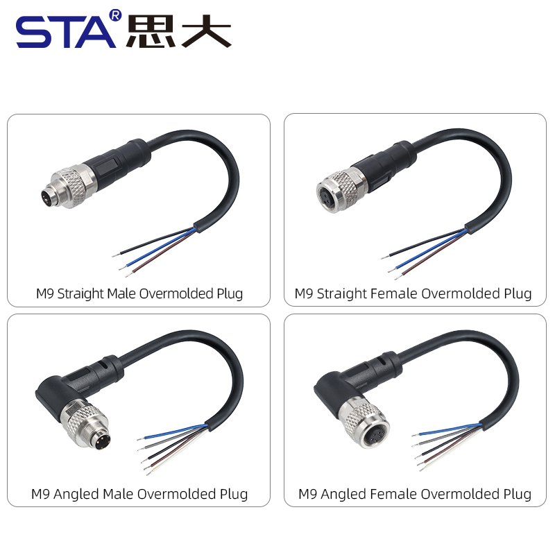 Разъёмы M9 литьевые, прямые и угловые, экранированные/неэкранированные с кабелем PVC/PUR