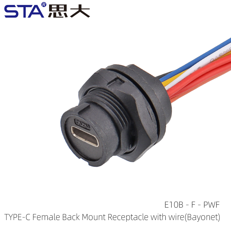 Разъем Type-C IP68: Розетка для Заднего Монтажа Байонет