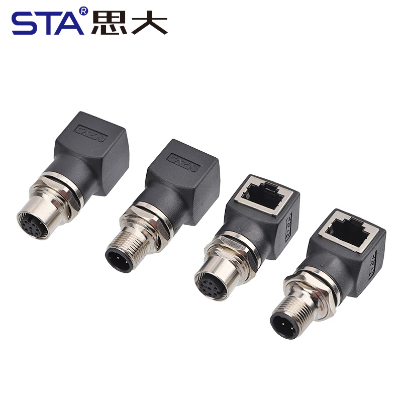 M12–RJ45 Промышленный Сетевой Разъём | Прямой/Угловой A/D Код