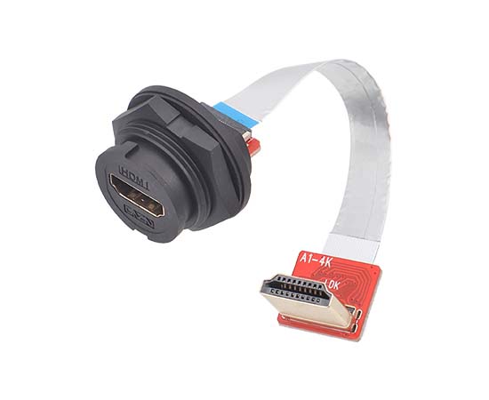 розетка для монтажа на заднюю панель — штекер HDMI FFC (байонетное соединение)