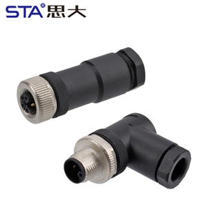 M12 Power Type L-Coded Straight / Angled Male Female Plastic Assembled Plug Connector 63V/16A