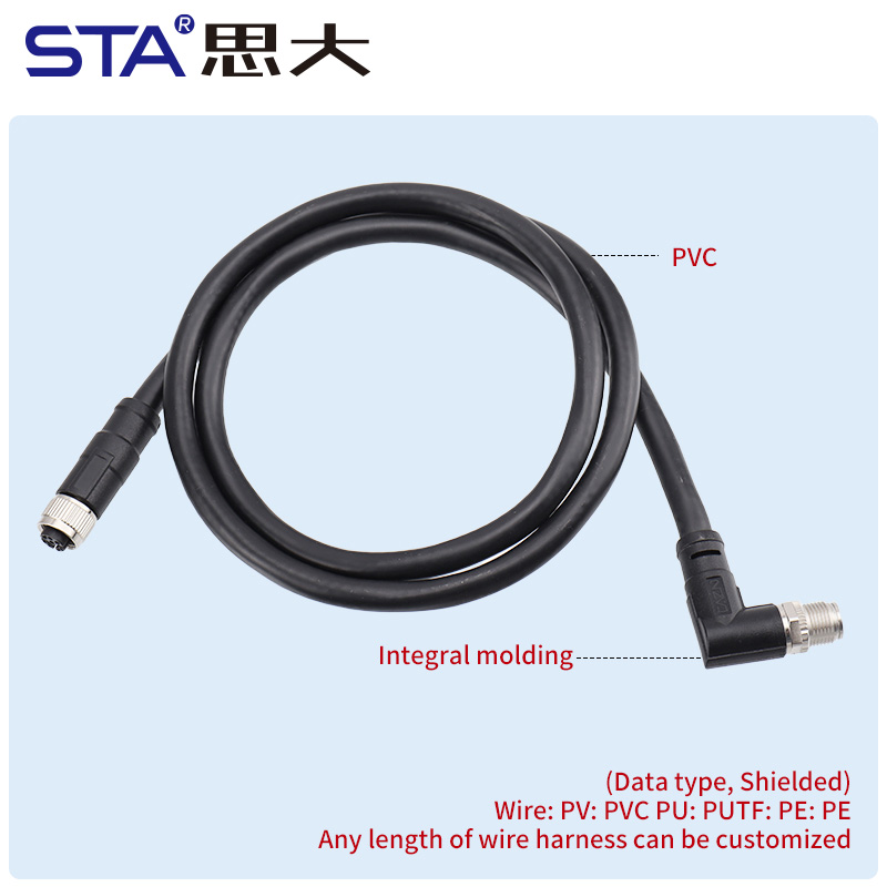 M12 Y-Code Экранированный Литой Датовый Разъём IP67 6/8 Пин