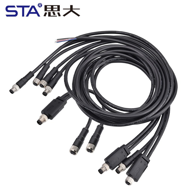 Водонепроницаемый экранированный/неэкранированный литой разъем M8 «папа-мама» 1 к 2, IP67