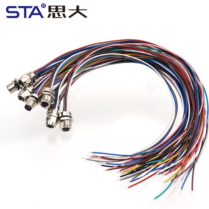 Водонепроницаемый встроенный клеевой разъем M8 IP67 с заливкой, креплением спереди/сзади, с проводом длиной 30 см