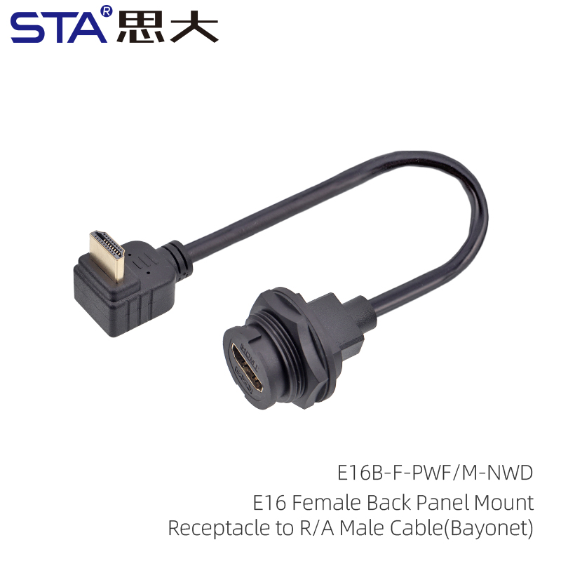 Водонепроницаемая HDMI разъемная панель с зажимом для кабеля IP67