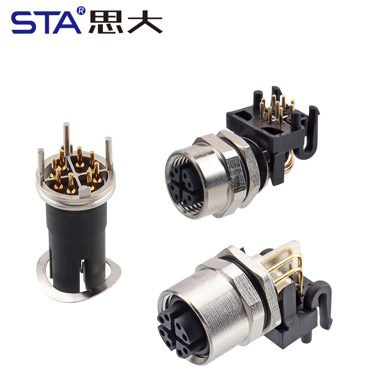 M12 X-Code IP67 Панельный Разъём PCB/SMD Для Данных