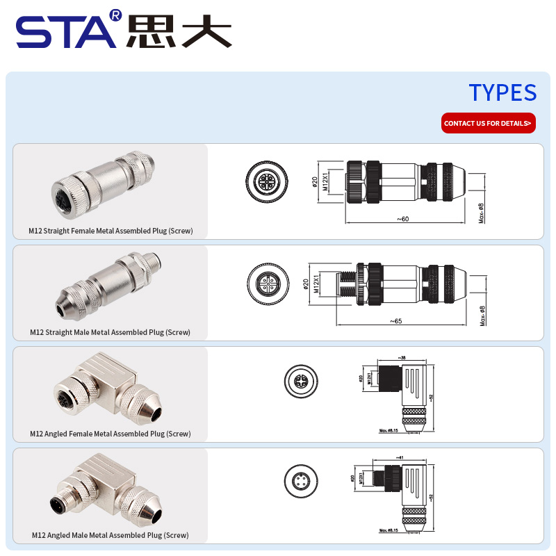 Металлический разъём M12 с винтовым зажимом, водонепроницаемый коннектор для,PG7/PG9