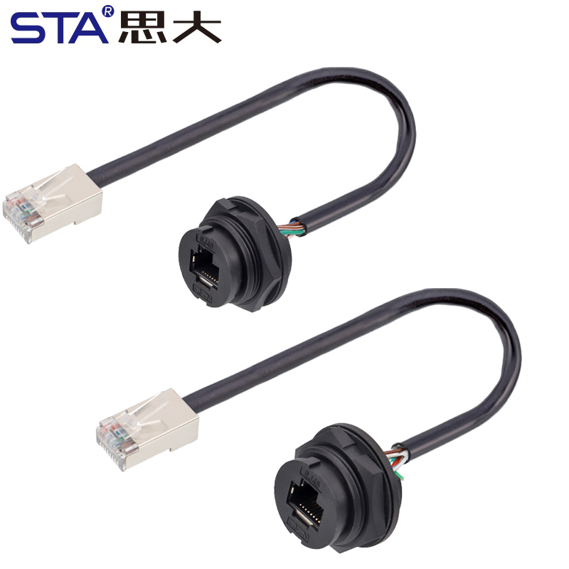 RJ45 IP67 Байонетный панельный разъём с кабелем