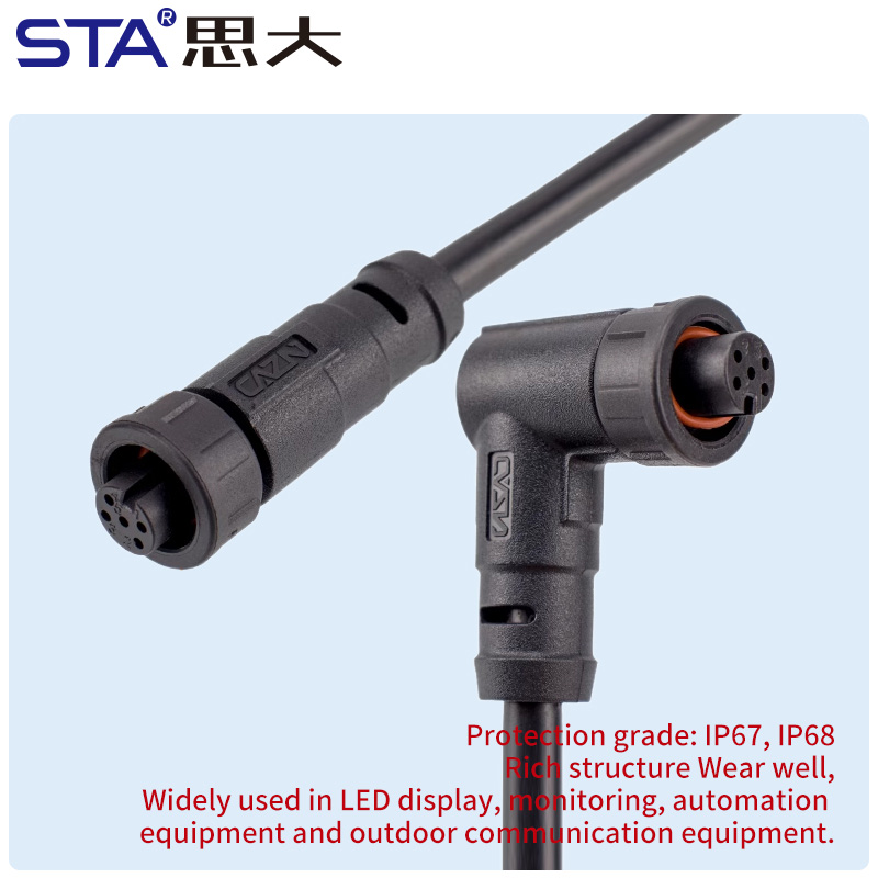 Штекер E7 с байонетным креплением, степень защиты IP67, устанавливается на месте установки, штекер и гнездо