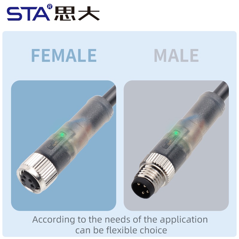 Водонепроницаемый прямой разъем M8 LED «папа-мама» Литой штекерный разъем 3, 4 контакта