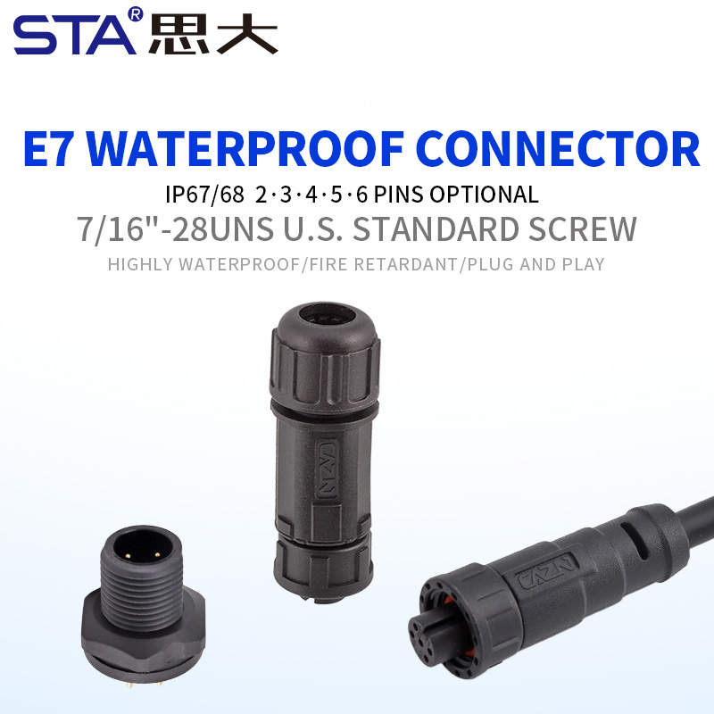 E7 7/16"-28UNS резьбовой панельный разъём Male под пайку/PCB гнездо IP67