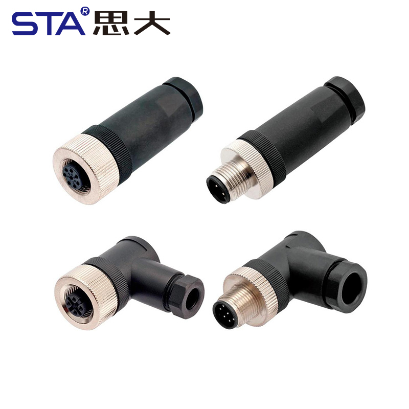 M12 пластиковый в сборе разъём с винтовым соединением, прямой/угловой, IP67, PG7/PG9/PG11