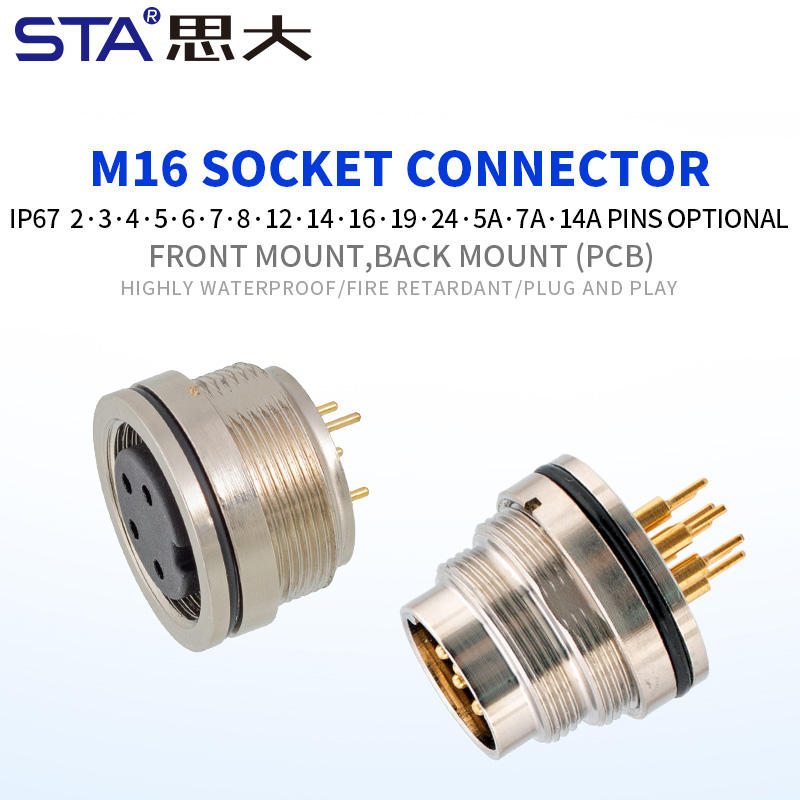 M16 IP67 PCB панельный разъём розетка вилка