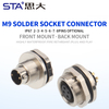 Разъёмы M9 с пайкой, металлические, передний/задний монтаж, 2–8 контактов