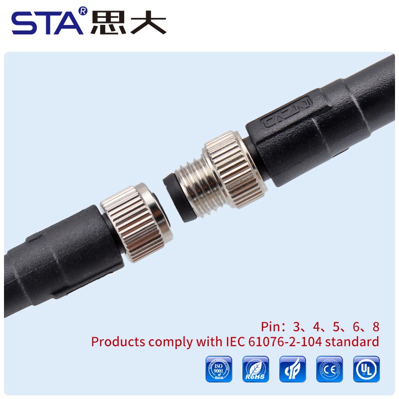 Разъем M8 (папа/мама) с клеммой 120 Ом, 3, 4, 5, 6, 8 контактов