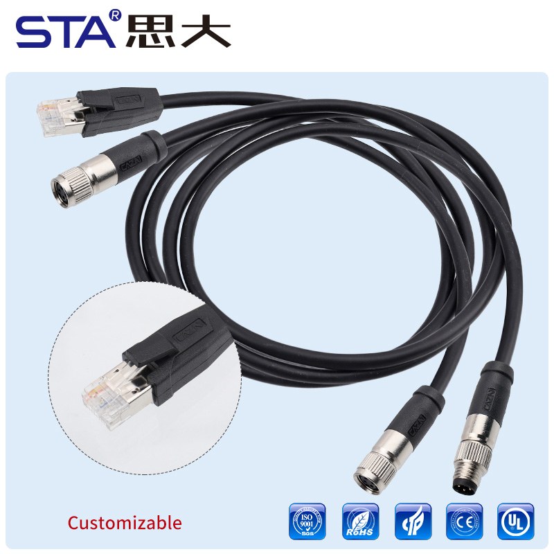 Прямой литой разъем M8 «папа-мама» с демпфирующим разъемом, 3, 4, 5, 6, 8 контактов