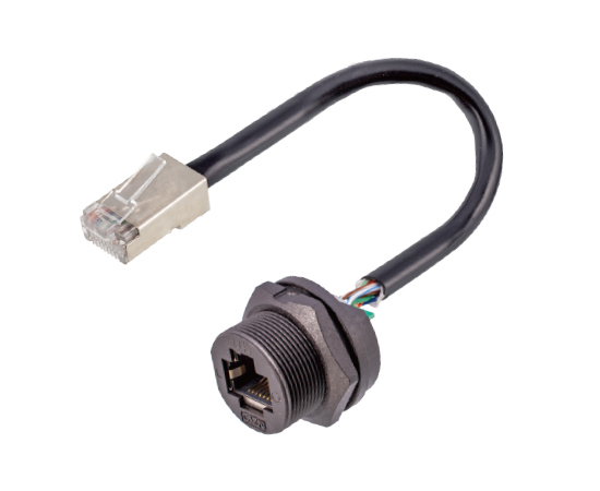 RJ45 IP67 резьбовой панельный разъём с кабелем