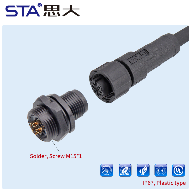 M12 Пайочные Пластиковые Разъёмы Передней/Задней Установки для Датчиков и Автоматики
