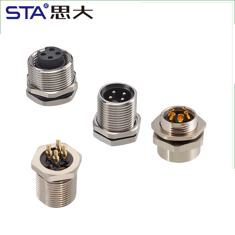 7/8 IP67 металлический панельный подключением пайкой или PCB разъём 3–6 pin