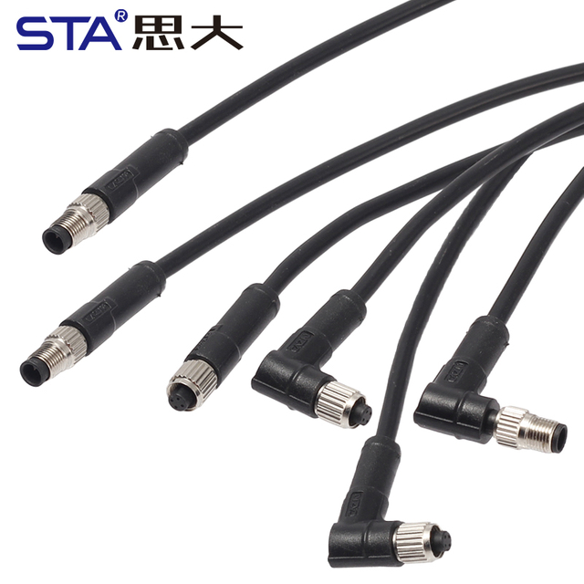 Прямой/угловой литой штекер M5 с 3/4 контактами, водонепроницаемый