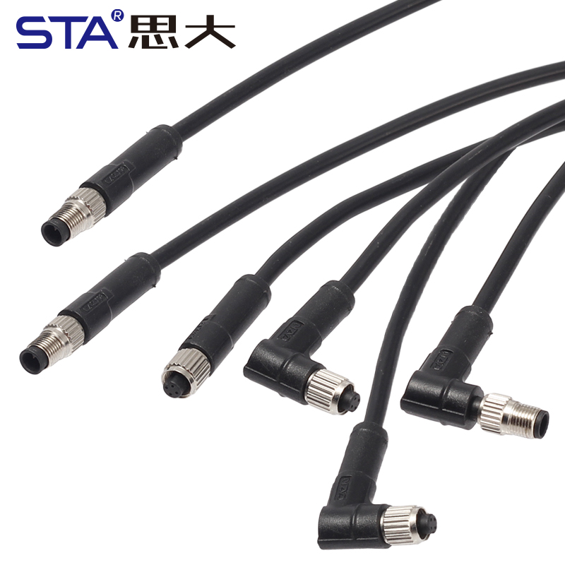 Прямой/угловой литой штекер M5 с 3/4 контактами, водонепроницаемый