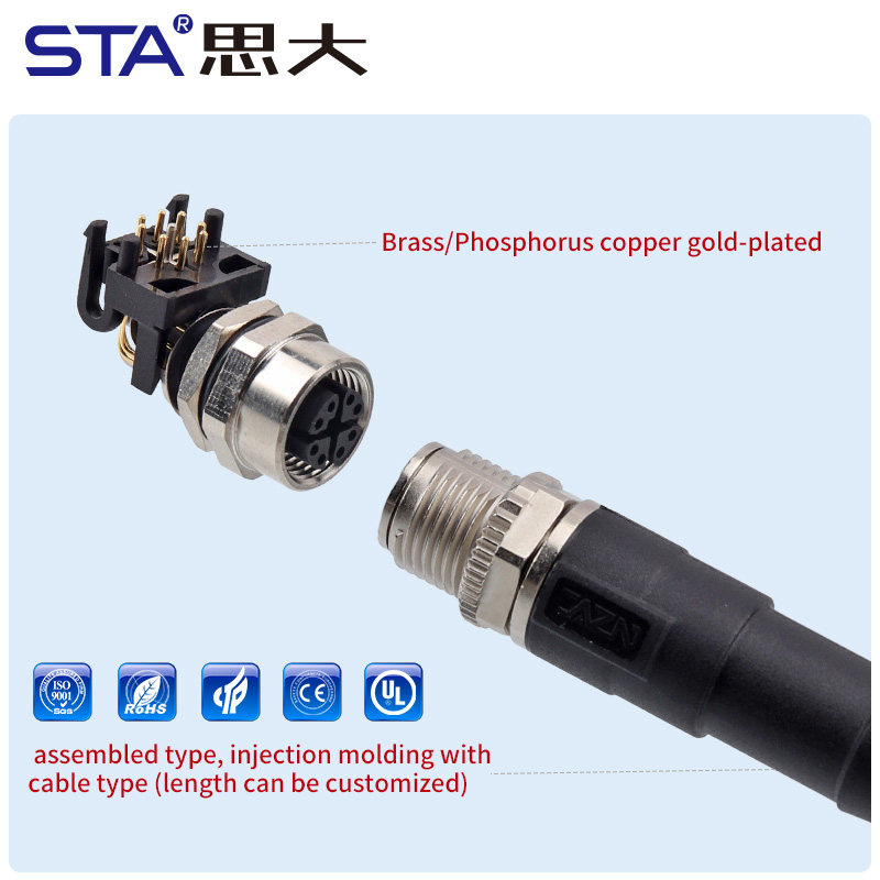 M12 X-Code IP67 Панельный Разъём PCB/SMD Для Данных