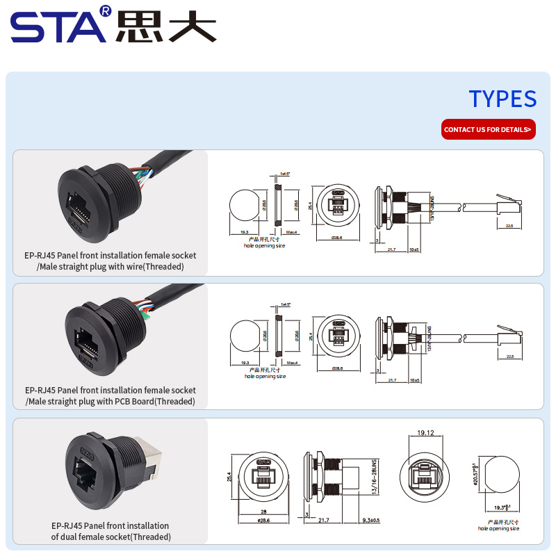 EP-RJ45 водонепроницаемый панельный разъём | IP67/IP68