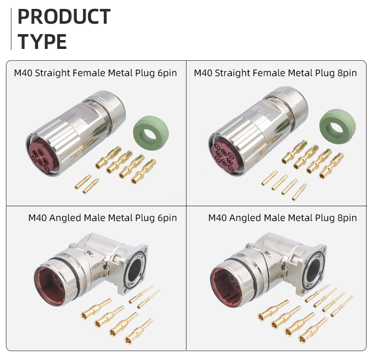 M40 металлический водонепроницаемый разъём 6/8 pin IP67