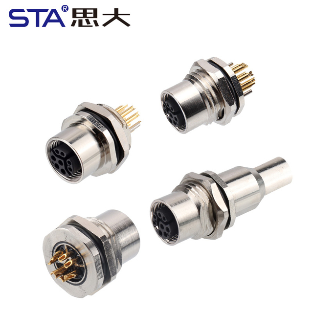 M12 Y-Code IP67 Металлические Панельные Разъёмы PCB/Пайка