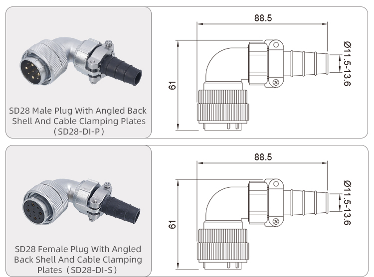 Разъем SD28: IP65 Мощный металлический резьбовой штекер и розетка