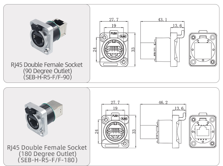 Разъем RJ45 SEB IP67 | Кнопочный промышленный Ethernet CAT6A/CAT5e