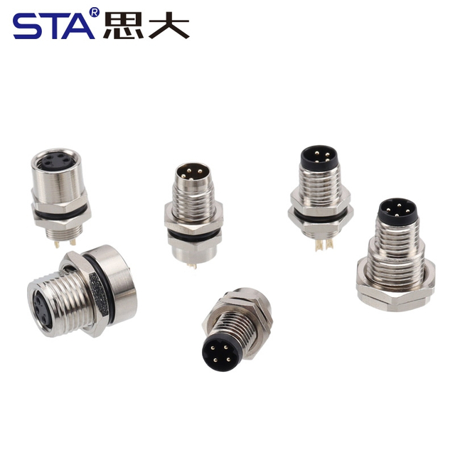 Водонепроницаемый разъем M8 с металлическим интерфейсом, с пайкой, с передним/задним креплением, 3, 4, 5, 6, 8 контактов