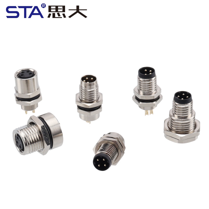 Водонепроницаемый разъем M8 с металлическим интерфейсом, с пайкой, с передним/задним креплением, 3, 4, 5, 6, 8 контактов