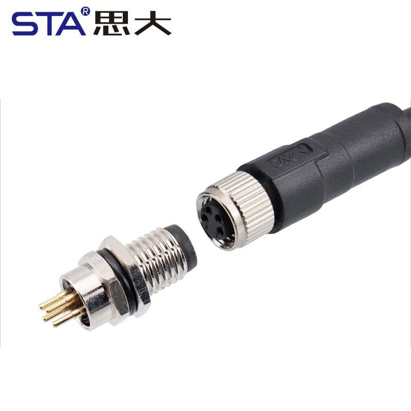 Разъем M8 для печатной платы (папа/мама) с креплением спереди/сзади, 3, 4, 5, 6, 8 контактов