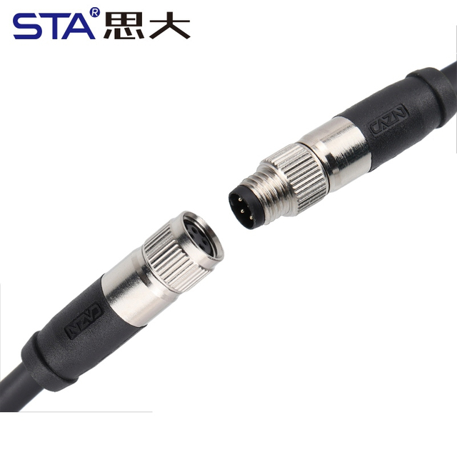 Прямой литой разъем M8 «папа-мама» с демпфирующим разъемом, 3, 4, 5, 6, 8 контактов