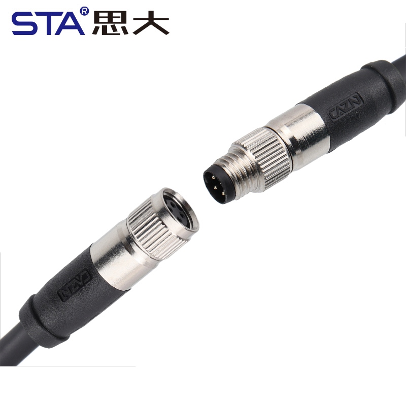 Прямой литой разъем M8 «папа-мама» с демпфирующим разъемом, 3, 4, 5, 6, 8 контактов