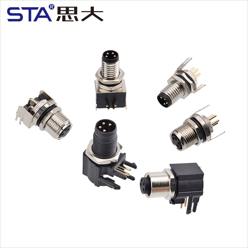 Пластиковый угловой разъем M8 с задним креплением, с быстроразъемным креплением, с задним креплением