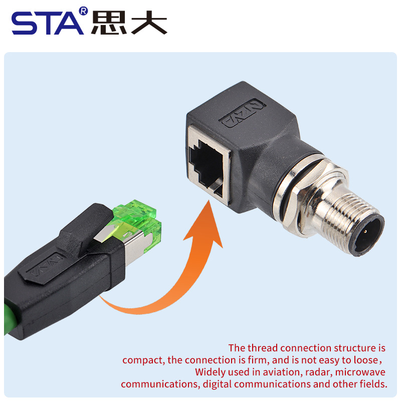 M12–RJ45 Промышленный Сетевой Разъём | Прямой/Угловой A/D Код