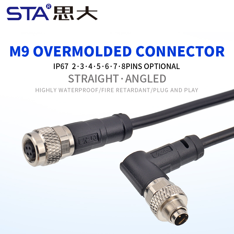 Разъёмы M9 литьевые, прямые и угловые, экранированные/неэкранированные с кабелем PVC/PUR