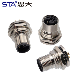 M12 IP67 L-код силовой металлический разъём, передняя/задняя панельная установка, 3/4/5 контактов