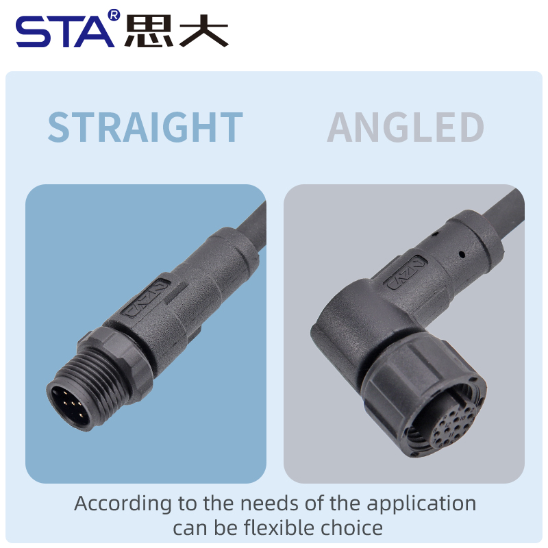 M12 Пластиковый Водонепроницаемый Разъём IP67 Прямой/Угловой, Мужской/Женский, Несекционированный, Полевая Обжимка, Кабель PVC/TPU