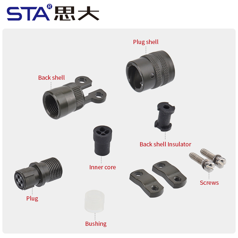 Круглый соединитель военного класса MIL-DTL-26482, типоразмер корпуса 8, 4 контакта.