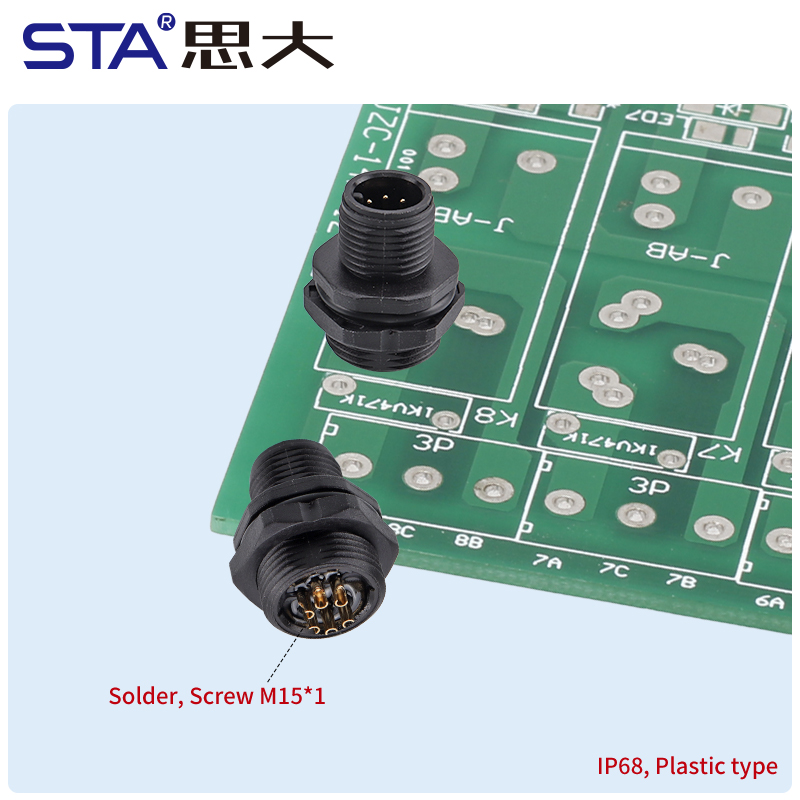 M12 Пайочные Пластиковые Разъёмы Передней/Задней Установки для Датчиков и Автоматики