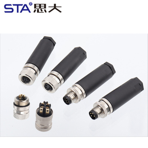 Прямой/угловой пластиковый разъем M8 (папа/мама) с винтовыми клеммами, 3/4 контакта